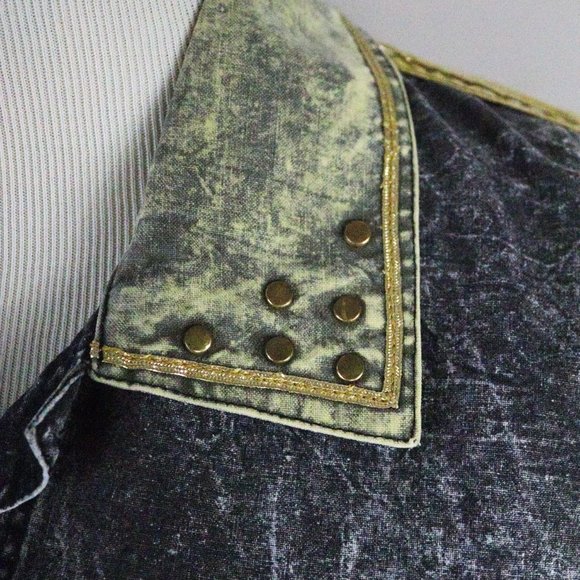 80's Acid Wash Vintage Button Down Two Tone Shirt Stranger Things Style - Picture 7 of 9